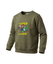 Olive Green Super Mario Sweatshirt for Kids