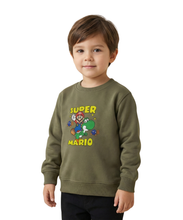 Olive Green Super Mario Sweatshirt for Kids