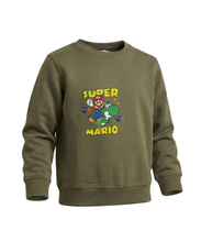 Olive Green Super Mario Sweatshirt for Kids