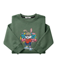 Green Cool Bunny Sweatshirt for Kids