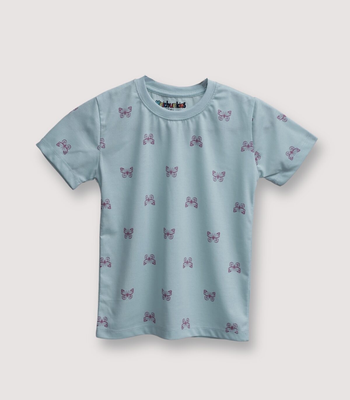 Girls Jersey All Over Printed Tee – Gull Gray