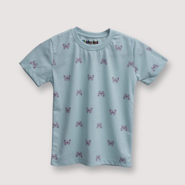 Girls Jersey All Over Printed Tee – Gull Gray