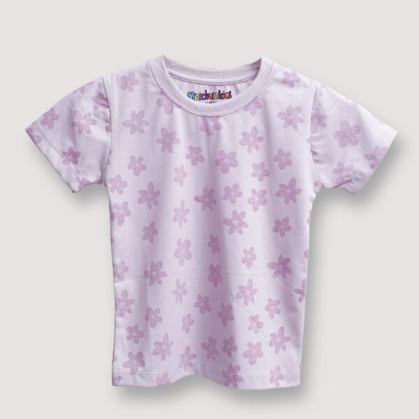 Girls Jersey All Over Printed Tee – Light Pink