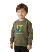 Olive Green Super Mario Sweatshirt for Kids - Image 3