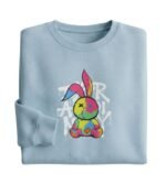 Sky Blue Patchwork Bunny Sweatshirt for Kids - Image 3