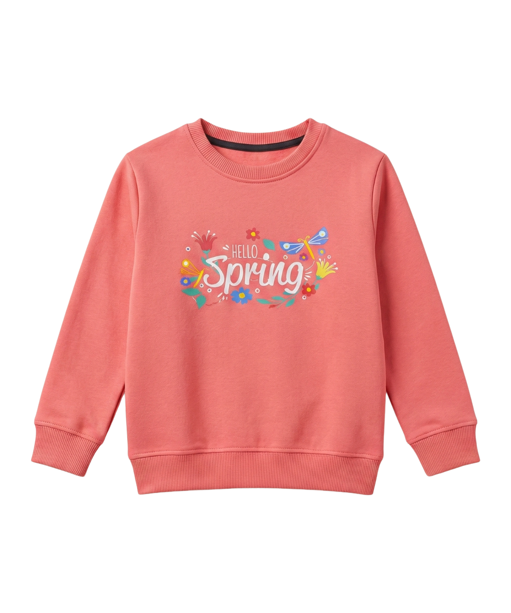 21 Pink Hello Spring Sweatshirt for Girls - Image 1