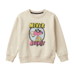 Beige Pink Panther Never Regret Sweatshirt for Kids