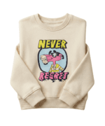 Beige Pink Panther Never Regret Sweatshirt for Kids - Image 3