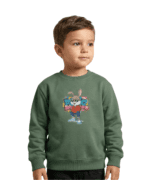 Green Cool Bunny Sweatshirt for Kids - Image 2
