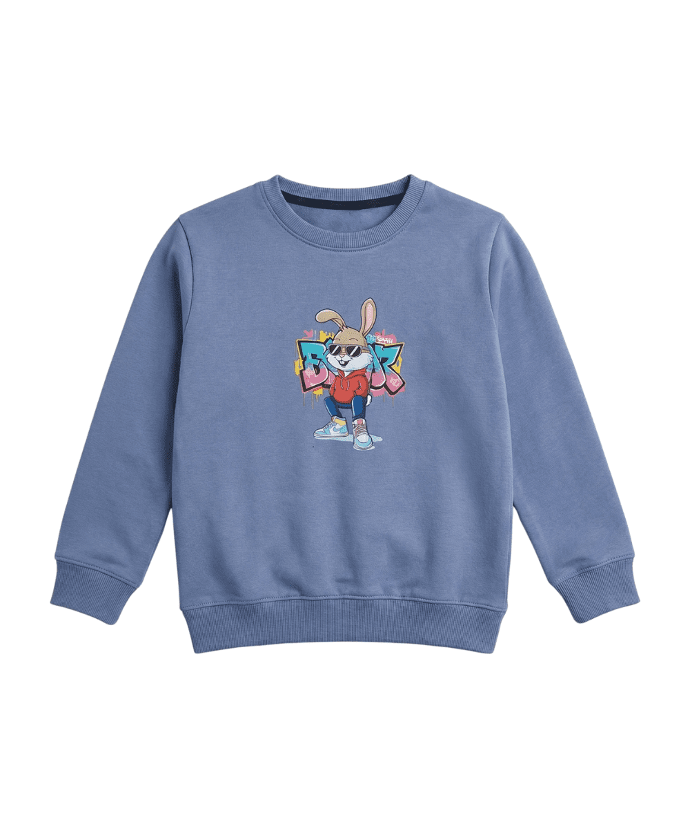 41 Blue Cool Bunny Sweatshirt for Kids - Image 1