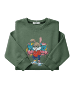 Green Cool Bunny Sweatshirt for Kids - Image 4