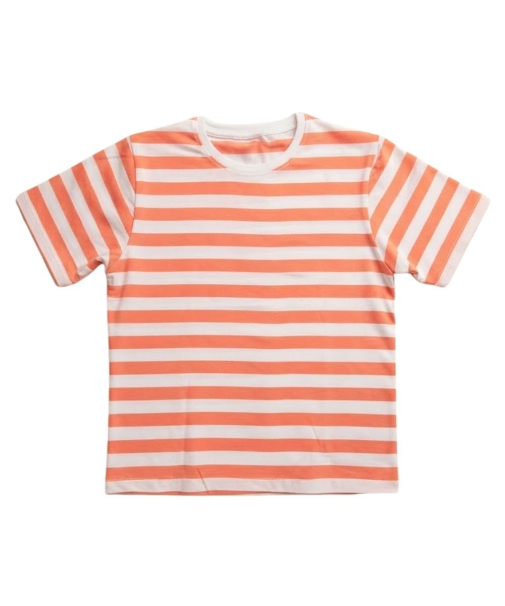 33 Peach White Classic Stripe T-shirt For Kids - Image 1