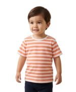 Peach White Classic Stripe T-shirt For Kids - Image 7
