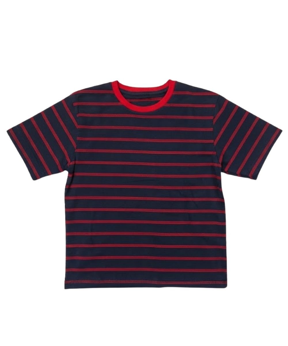 38 Navy Red Pinstripe T-shirt For Kids - Image 1