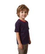 Navy Red Pinstripe T-shirt For Kids - Image 8