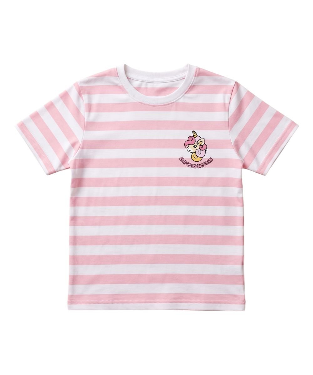 27 Pink Unicorn Stripe T-shirt For Kids - Image 1
