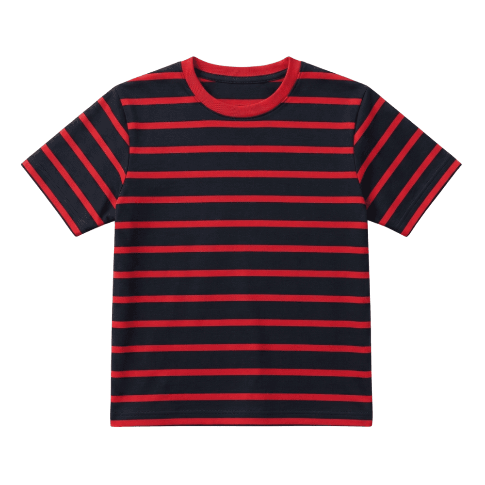 34 Black Red Bold Stripe T-shirt For Kids - Image 1
