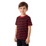 Black Red Bold Stripe T-shirt For Kids - Image 7